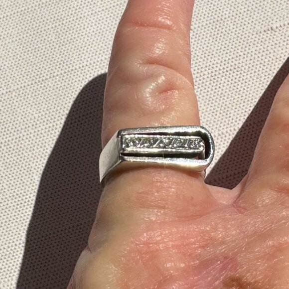 Modernist Sterling Silver Diamond Ring Size 6.5, 925 Israel Brutalist Sculptural - Picture 7 of 11